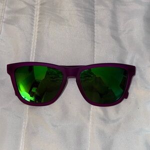 Purple Sunglasses with Green Lenses